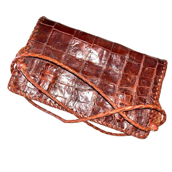 Alligator with Laced & Braided Leather Crossbody Bag - Picture 4 of 8